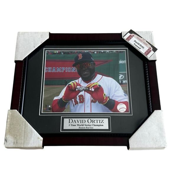 David Ortiz 3 time world Series Champion #34 Boston Red Sox framed Metal plate - Picture 4 of 6